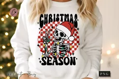 Retro Christmas Season Skeleton PNG | Christmas Sublimation Product Image 1