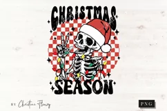 Retro Christmas Season Skeleton PNG | Christmas Sublimation Product Image 3