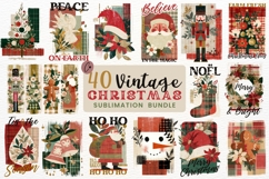 Vintage Christmas PNG Sublimation Bundle - 40 Designs Product Image 1