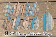 Distressed Wooden Earring teardrop sublimation design Product Image 1