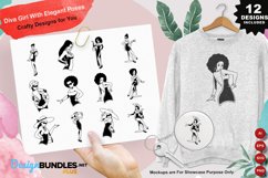 Diva Girl With Elegant Poses Clipart Set Product Image 1