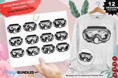 Diving Mask With Scene Underwater Clipart Set Product Image 1