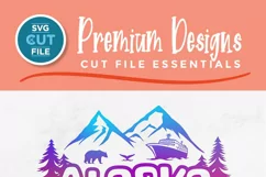 Create nature-inspired apparel with this Alaska Family Trip SVG. Craft shirts and totes featuring Family Trip ships, mountains, trees, bear, and whale tails.