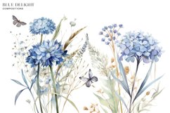 Dusty Blue Floral Clipart Watercolor Set Product Image 3