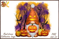 Halloween Gnome Sublimation, Halloween Pumpkin Png Clipart Product Image 1