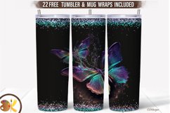 Butterfly Tumbler Wrap, 20 oz Skinny Tumbler Sublimation Product Image 1