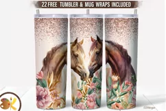 Horses Tumbler Wrap Sublimation, 20 oz Skinny Tumbler Couple Product Image 1