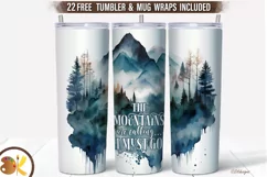 Camping Tumbler Sublimation, 20 oz Skinny Tumbler Nature Png Product Image 1