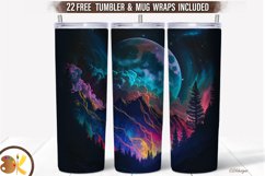 Mountain Moon Tumbler Sublimation, 20 oz Skinny Tumbler Wrap Product Image 1