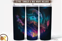 Mountain Moon Tumbler Sublimation, 20 oz Skinny Tumbler Wrap Product Image 1