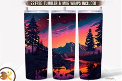 Mountain Tumbler Wrap, 20 oz Camping Tumbler Sublimation Product Image 1