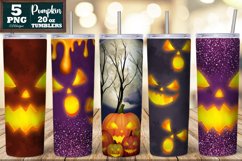 Halloween Pumpkin Tumbler Sublimation, 20 oz Skinny Tumbler Product Image 1
