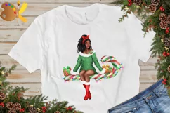 Christmas Afro Woman Png, African American Sublimation Product Image 2