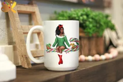 Christmas Afro Woman Png, African American Sublimation Product Image 3