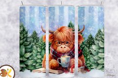Christmas Highland Cow Tumbler Sublimation, 20 oz Tumbler Product Image 1
