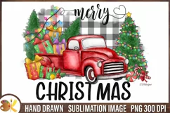 Christmas Truck Png Sublimation, Farmhouse Christmas Sign Product Image 1