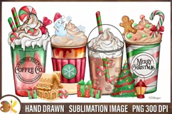 Christmas Coffee Png Sublimation, Latte Png Sublimation Product Image 1