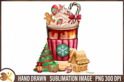 Christmas Coffee Cup Png, Christmas Latte Png Sublimation Product Image 1