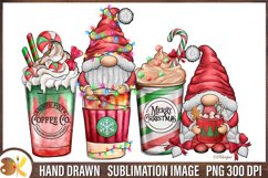 Christmas Gnomes Coffee Png Sublimation, Christmas Latte Png Product Image 1