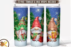 Christmas Gnomes Tumbler Sublimation, 20 oz Santa Tumbler Product Image 1
