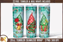 Christmas Gnomes Tumbler Wrap, 20 oz Skinny Tumbler Png Product Image 1