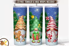 Christmas Gnomes Tumbler Wrap, 20 oz Winter Tumbler Png Product Image 1