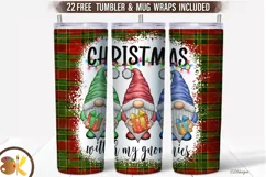Christmas Gnomes Tumbler, 20 oz Buffalo Plaid Tumbler Wrap Product Image 1