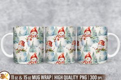 Snowman Christmas Mug Wrap Sublimation, 11 oz Holiday Mug Product Image 1