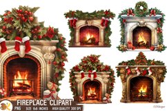 Christmas Fireplace Png Clipart, Holiday Sublimation Product Image 1