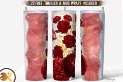 Roses Tumbler Sublimation, 20 oz Valentines Tumbler Wrap Product Image 1