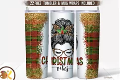 Christmas Tumbler Wrap Sublimation, 20 oz Tumbler Messy Bun Product Image 1