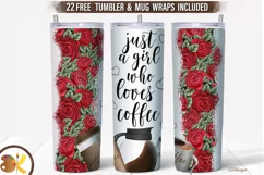 Coffee Tumbler Sublimation, 20 oz Flowers Tumbler Wrap Product Image 1