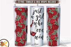 Wine Tumbler Sublimation, 20 oz Flowers Tumbler Wrap Product Image 1
