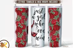 Wine Tumbler Sublimation, 20 oz Flowers Tumbler Wrap Product Image 1