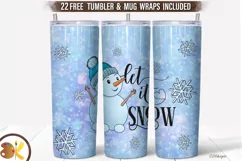 Winter Tumbler Sublimation, 20 oz Snowman Tumbler Wrap Product Image 1