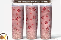 Dog Tumbler Sublimation, 20 oz Valentines Pet Tumbler Png Product Image 1