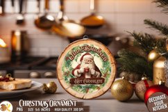 Santa Ornament Sublimation Png, Hot Cocoa Christmas Ornament Product Image 2