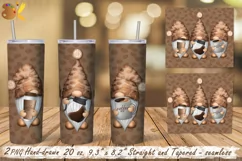 Coffee Gnomes Tumbler Sublimation, 20 oz Skinny Tumbler Wrap Product Image 2