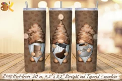 Coffee Gnomes Tumbler Sublimation, 20 oz Skinny Tumbler Wrap Product Image 1