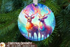 Christmas Reindeers Ornament Sublimation, Round Ornament Png Product Image 1