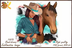 Cowgirl Horse Sublimation, Western Sublimation Png Product Image 1