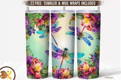 Dragonfly Tumbler Sublimation, 20 oz Tumbler Tropical Wrap Product Image 1