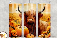 Highland Cow Tumbler Sublimation Wrap, 20 oz Fall Tumbler Product Image 1