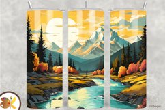 Fall Mountain Tumbler Sublimation Wrap,20 oz Camping Tumbler Product Image 1