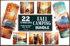Fall Camping Tumbler Bundle Sublimation, 20oz Autumn Tumbler Product Image 1
