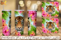 Tiger Tumbler Sublimation, 20 oz Skinny Tumbler Wrap Png Product Image 2