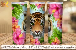 Tiger Tumbler Sublimation, 20 oz Skinny Tumbler Wrap Png Product Image 1