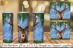 Deer Tumbler Sublimation, 20 oz Skinny Tumbler Wrap Png Product Image 2