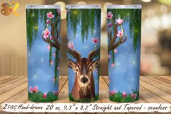 Deer Tumbler Sublimation, 20 oz Skinny Tumbler Wrap Png Product Image 1