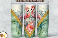 Flamingo Couple Tumbler Sublimation, 20 oz Summer Tumbler Product Image 1